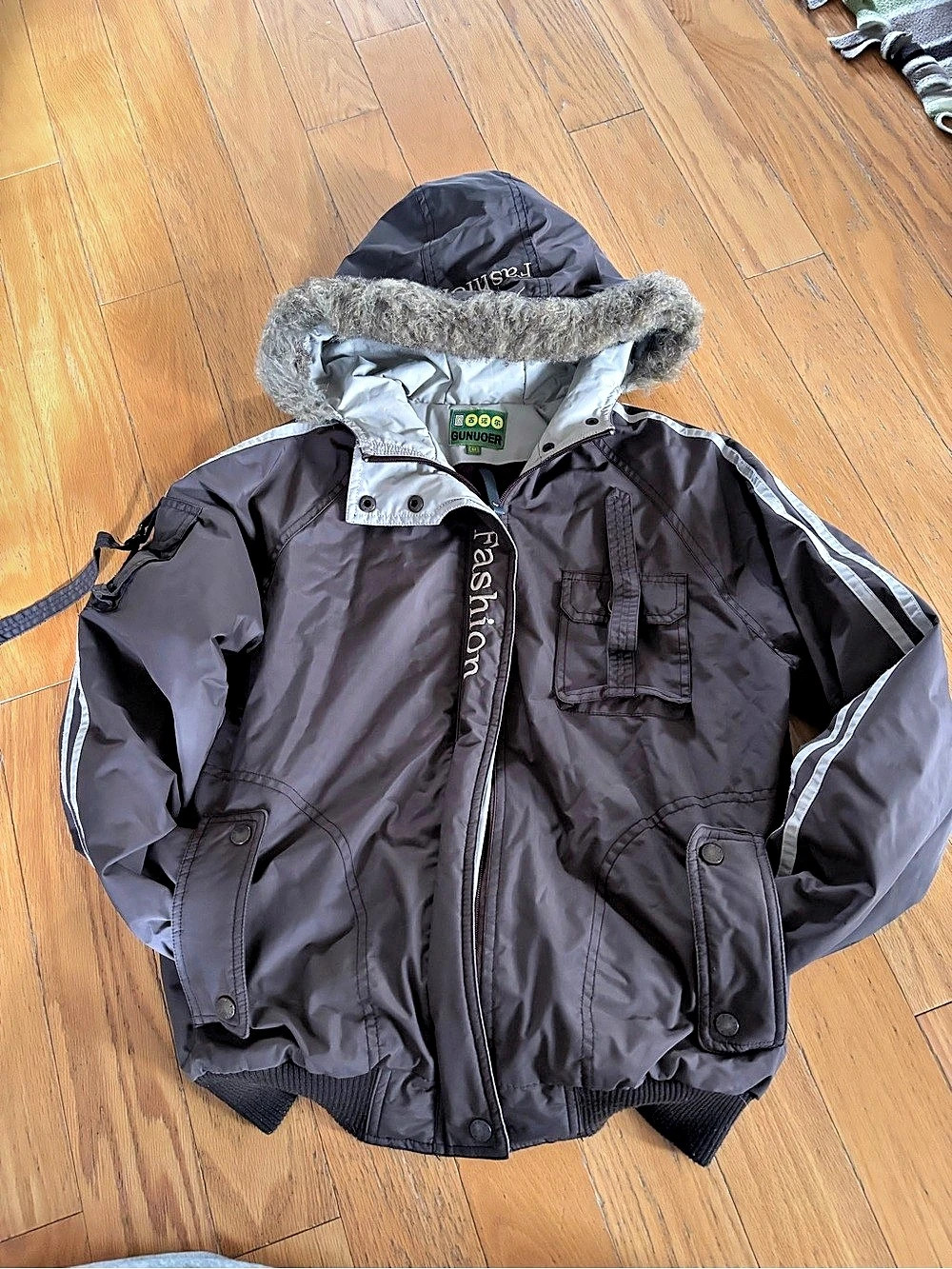 GUNUOER Y2k 2000s Brown Hooded Jacket coat